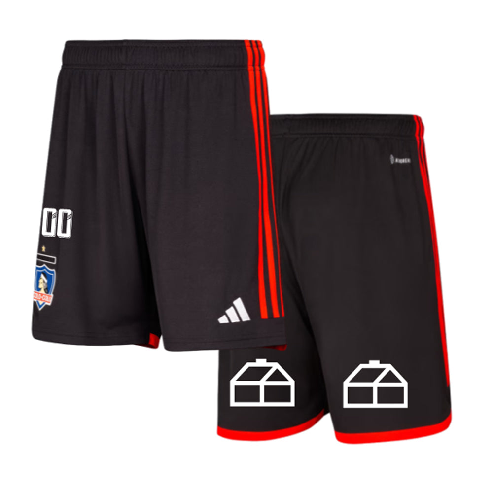 Short de juego Colo Colo 2023 Adidas - Color negro/rojo - FULL ESTAMPADO GRATIS