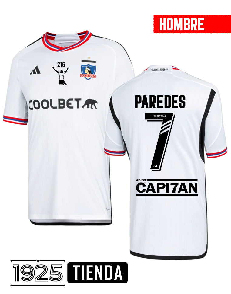 Camiseta Colo Colo Adidas 2023 - Color blanco- EDICIÓN ESTEBAN PAREDES - ESTAMPADO GRATIS
